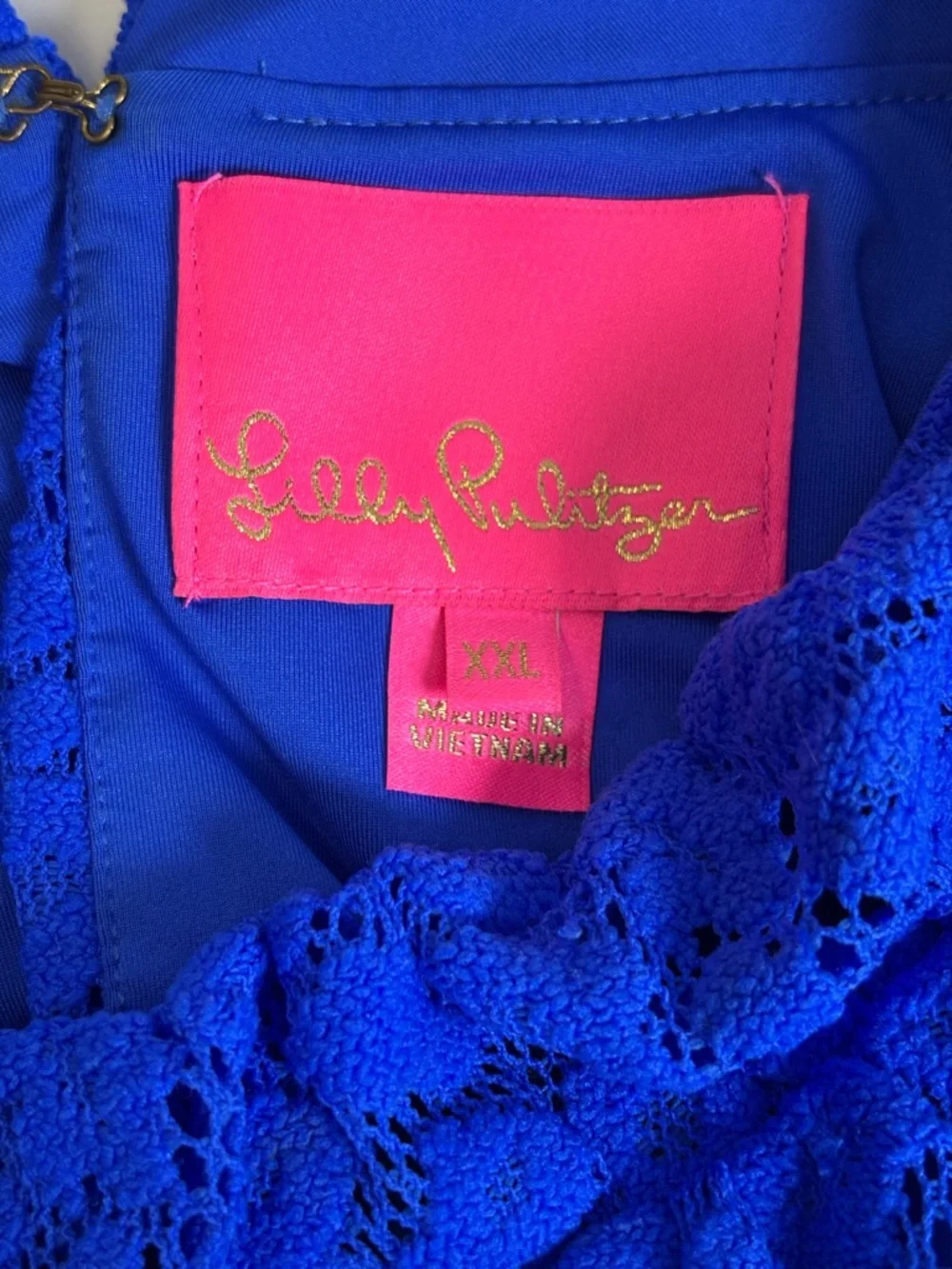 Lily Pulitzer Women’s 2X Cobalt Blue Lace Tiered Dress Excellent Condition - Picture 5 of 8